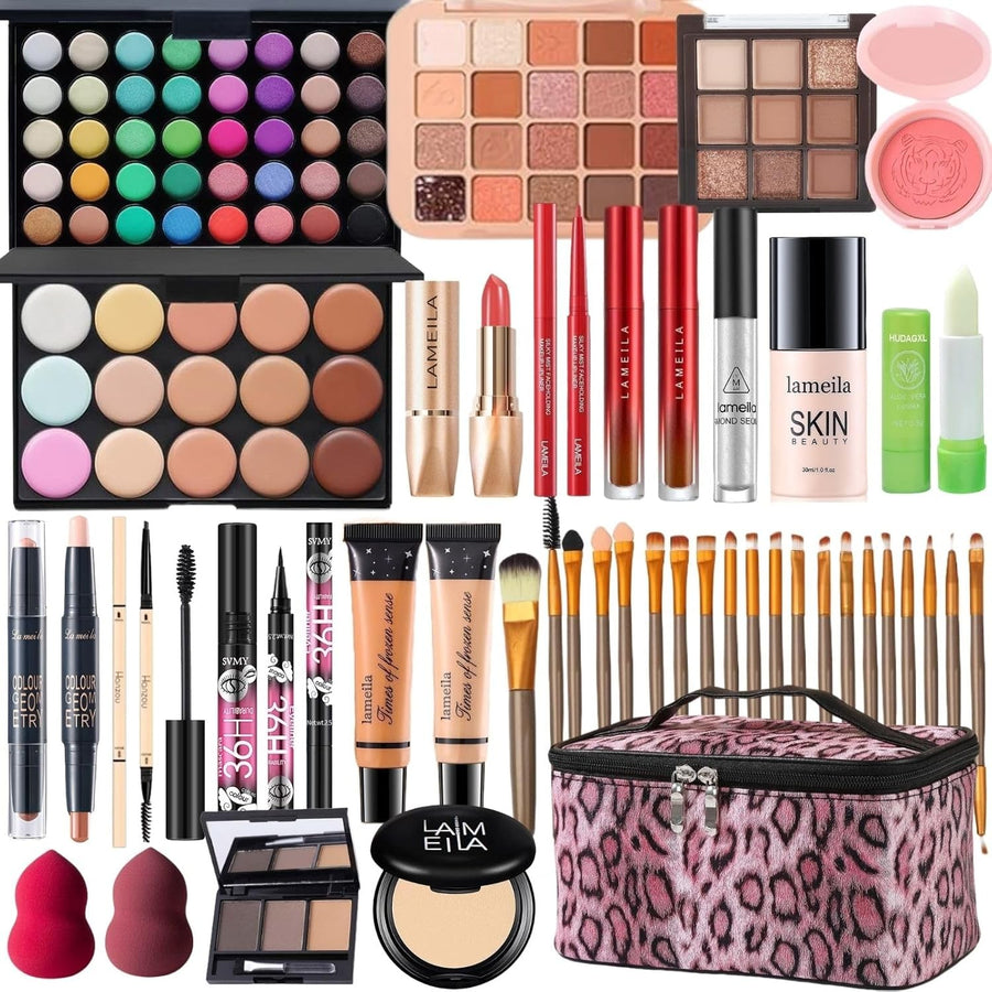 All-in-One 44PCS Makeup Kit for Women – Eyeshadow, Lipstick & Brushes