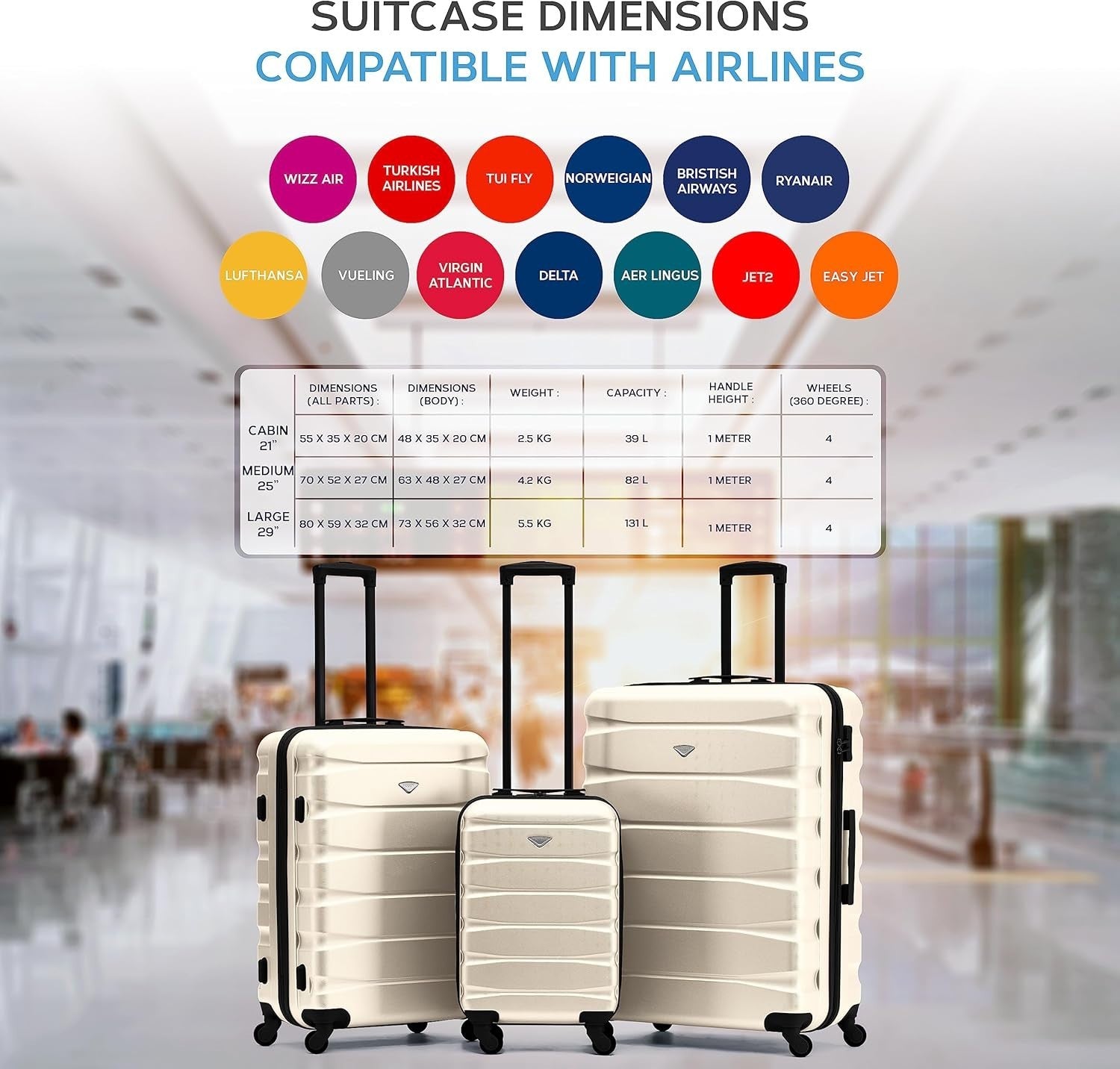 25” Medium ABS Hard Case Check In Luggage Lightweight 4 Spinner Wheels