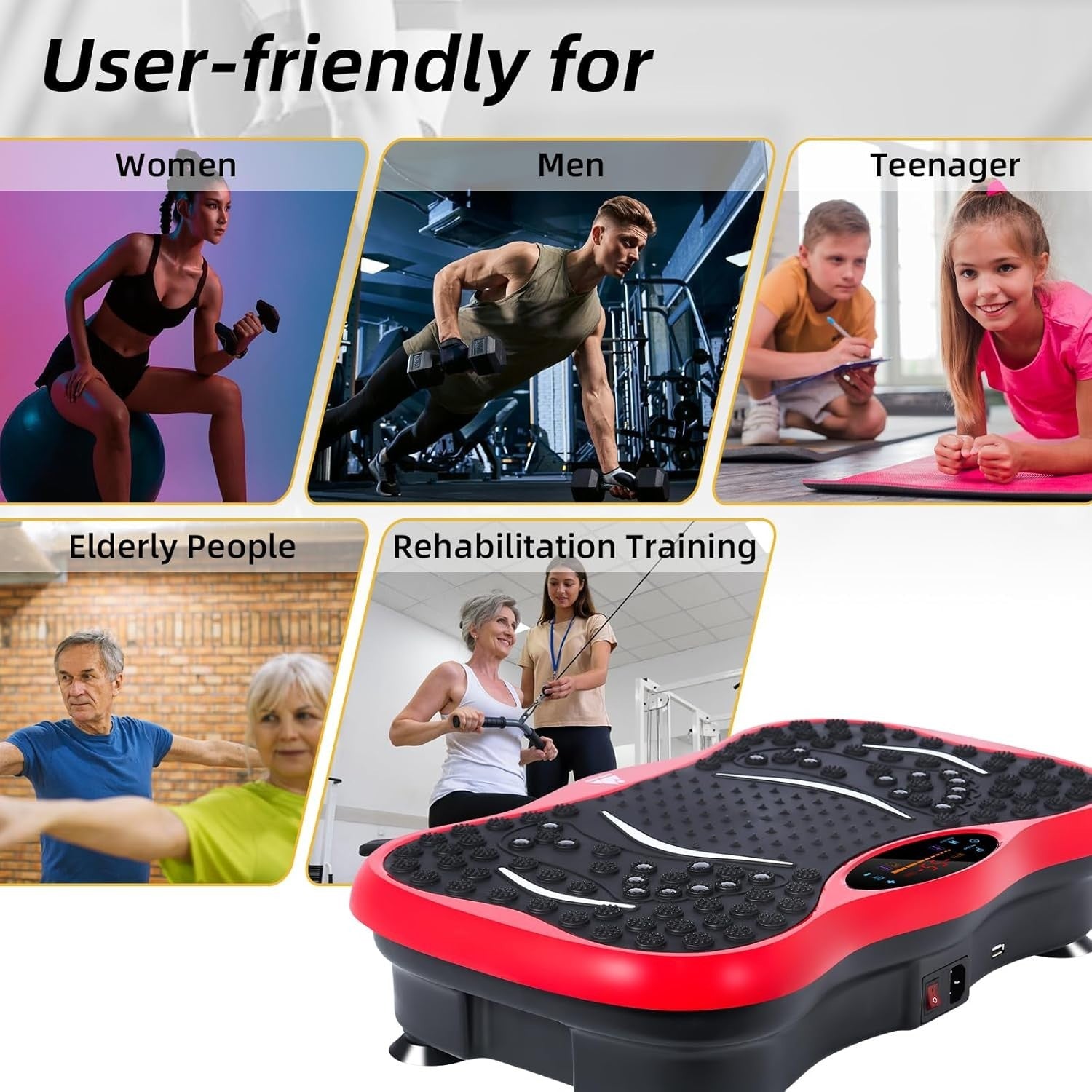 Whole Body Vibration Fitness Platform Bluetooth 5 Modes Home Gym