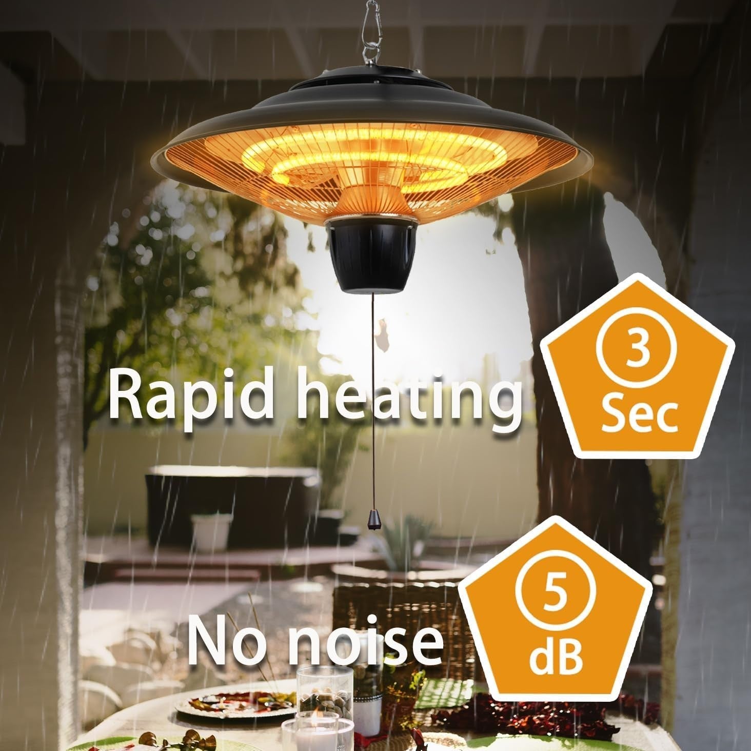 Ceiling Mounted Patio Heater 2000W Fast Heat Indoor Outdoor Waterproof