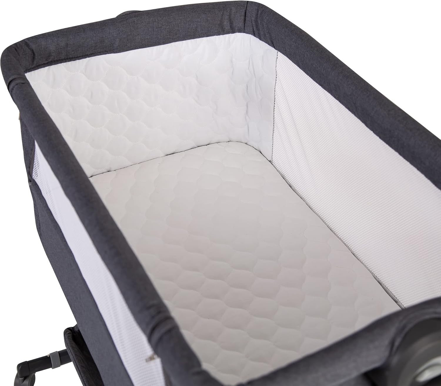 Bedside Baby Co-Sleeper Cot Adjustable Height Crib with Mattress Dark Grey