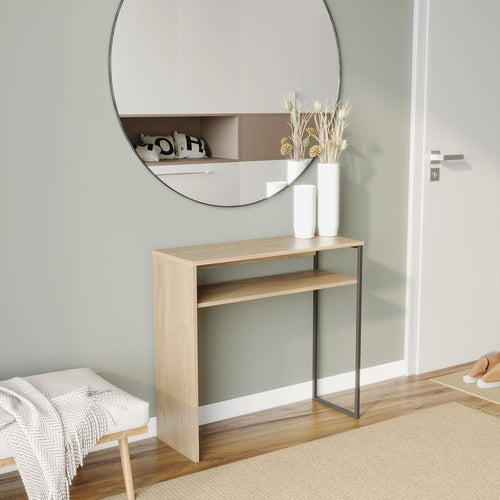 Stylish 80cm Wooden Console Table with Storage Shelf for Hallway & Living Room