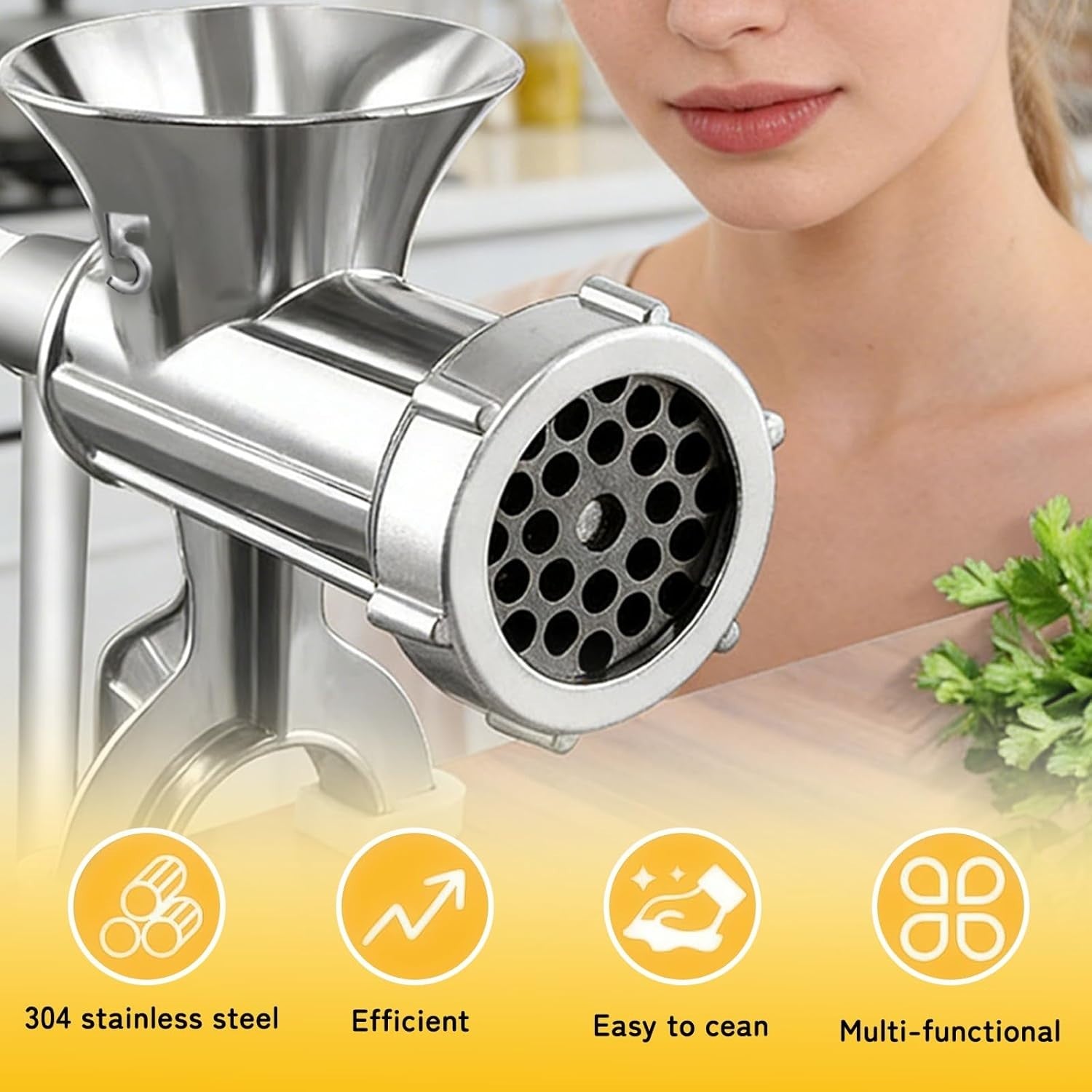 Manual Meat Grinder Sausage Stuffer Stainless Steel Mincer Clamp