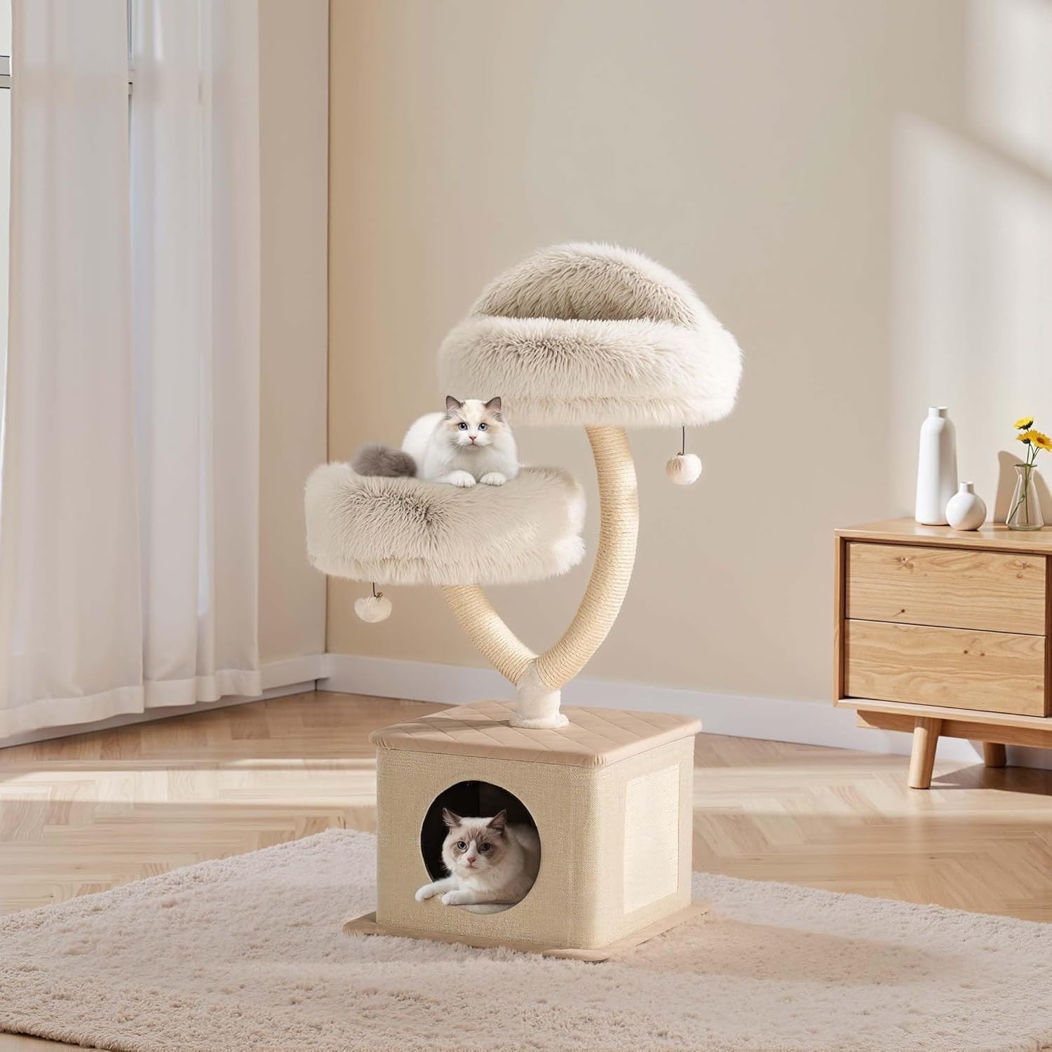 Designer Cat Tree Tower 95cm Branch Style Plush Scratching Post Condo Bed