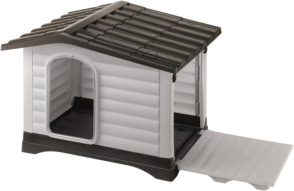 Large Outdoor Dog House with Opening Roof, Drainage & Chew-Proof Aluminum Door