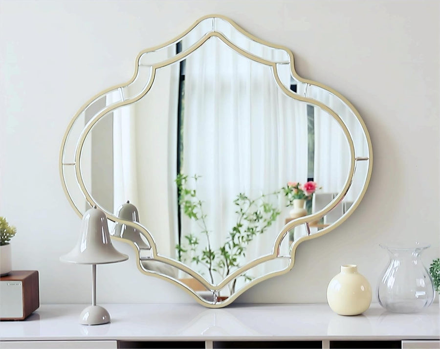 Large Decorative Venetian Wall Mirror 88x80cm Elegant Silver Glass