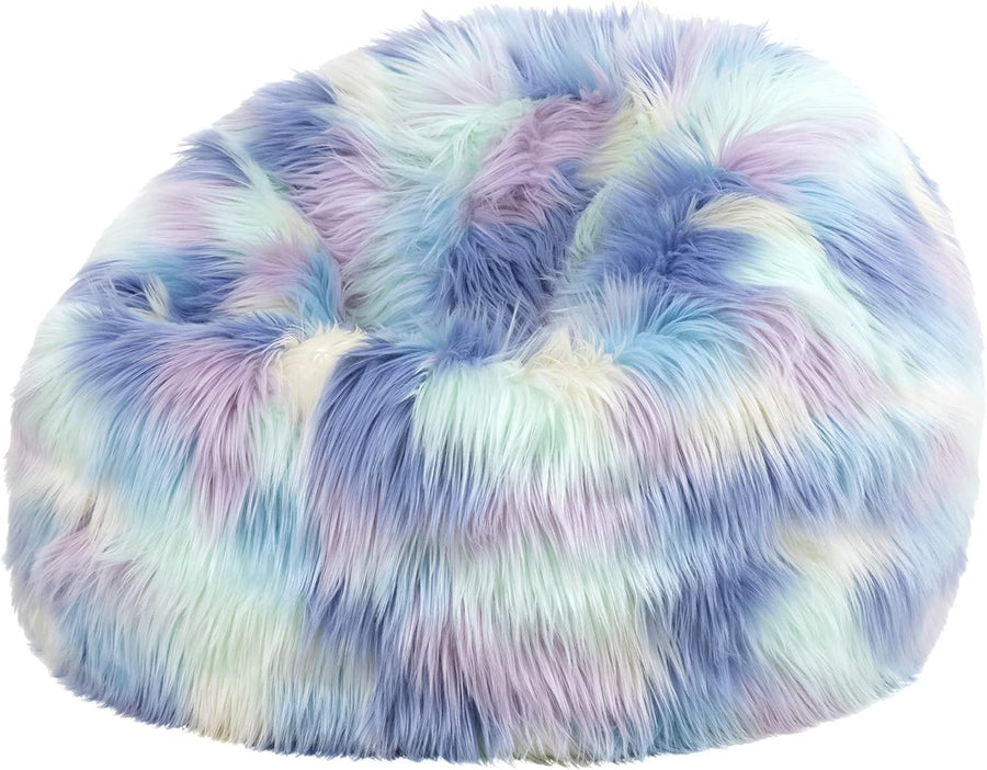 Unicorn Kids Bean Bag Chair Faux Fur Pastel Seat for Bedroom & Playroom