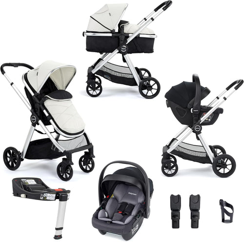 Silver 3 in 1 Baby Travel System Pram Pushchair i-Size Car Seat