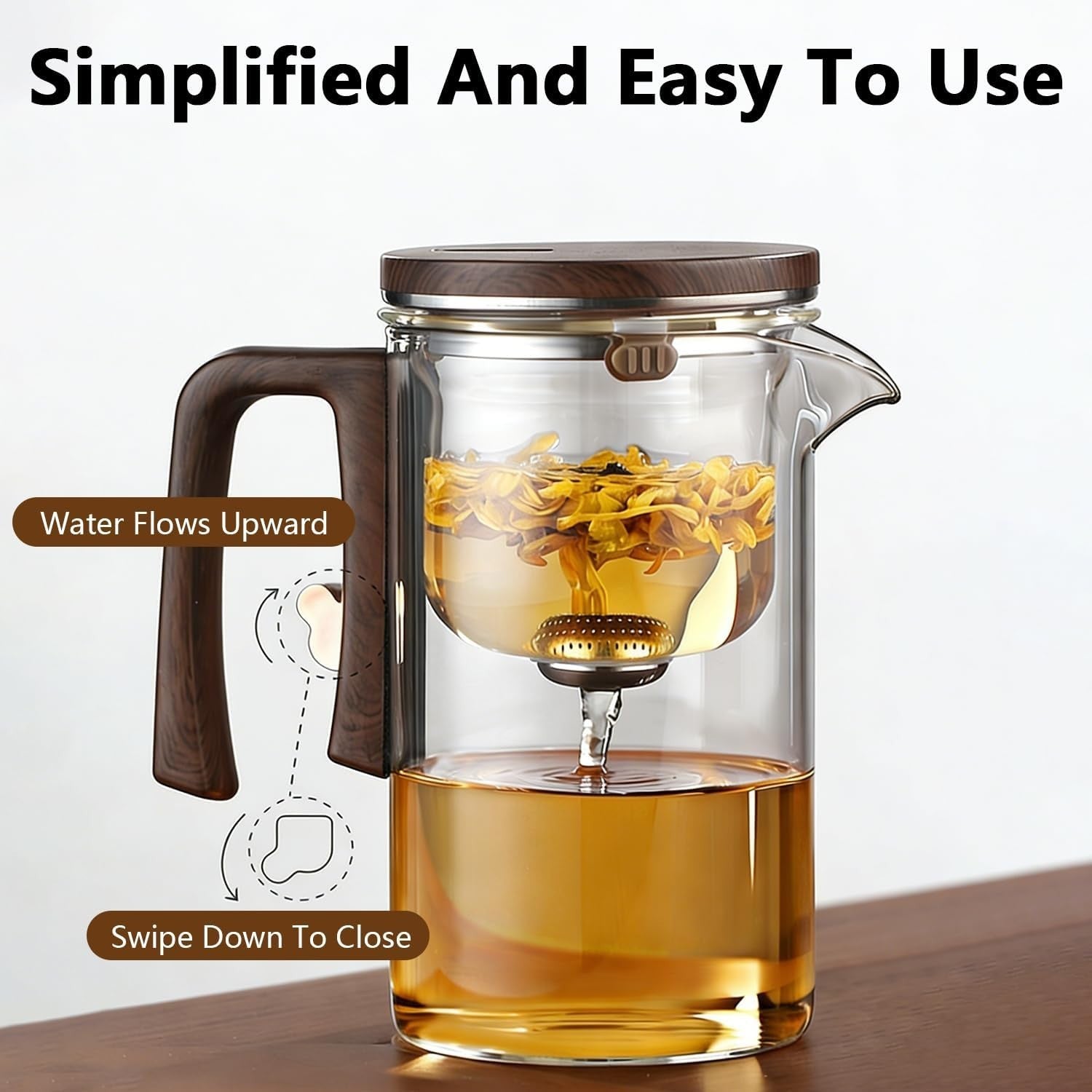 720ml Glass Teapot with Infuser Water Separation Tea Pot Filter Lid