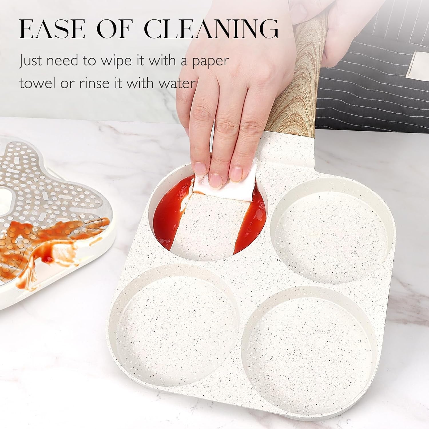4-Cup Non-Stick Egg Pan Granite Omelette Skillet, Multi-Section Breakfast Pan