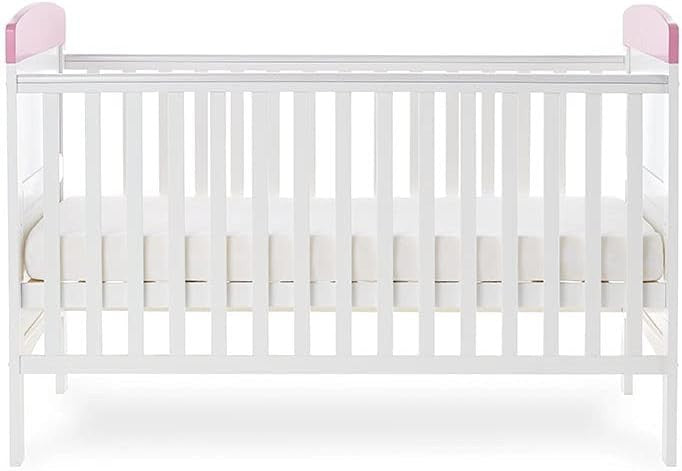 Convertible Cot Bed with Adjustable Height Toddler Bed 140x70cm White Pink