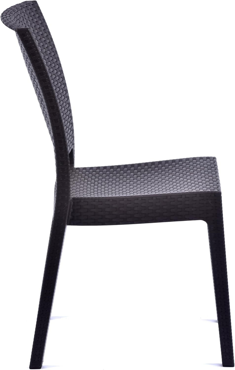 Rattan Effect Side Chair Stackable Outdoor Garden Patio Polypropylene Seat