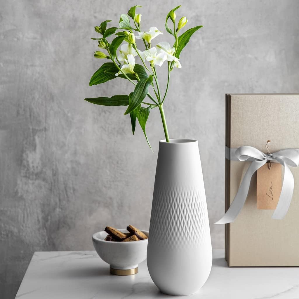 Large White Porcelain Tall Flower Vase Modern Home Decor Gift