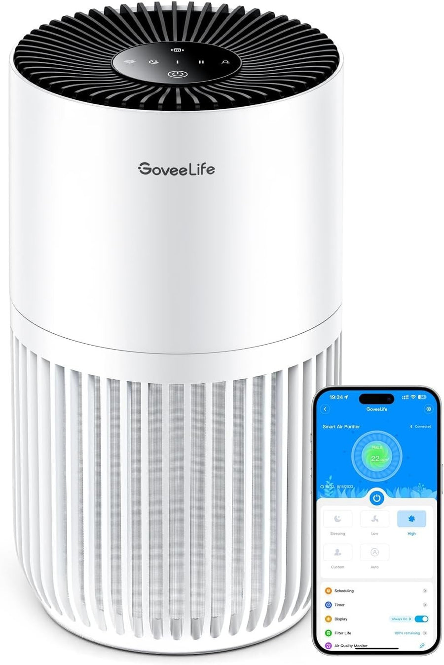 Mini Smart Air Purifier Bedroom HEPA Alexa App Control Quiet