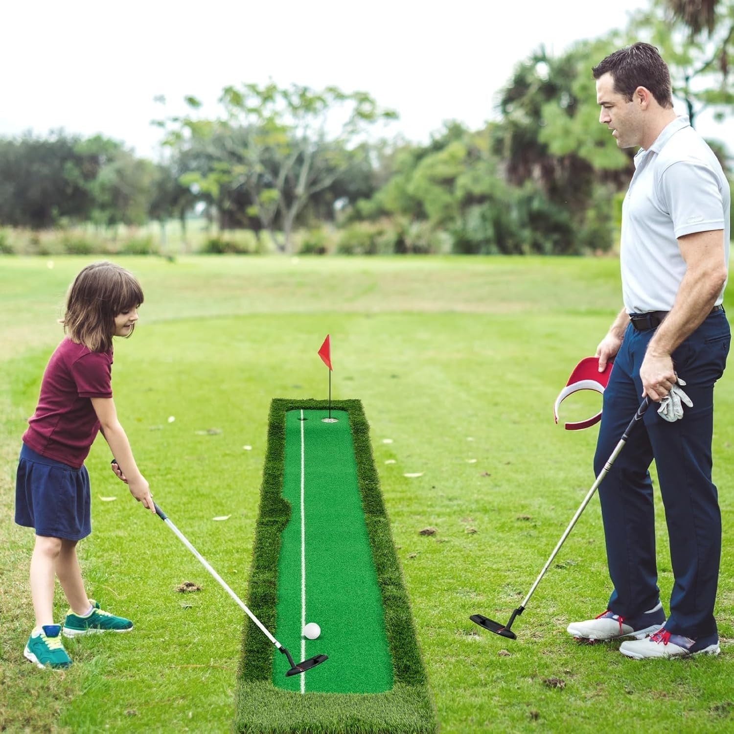 10FT Golf Putting Green Mat Indoor Outdoor Practice Trainer w/ Balls