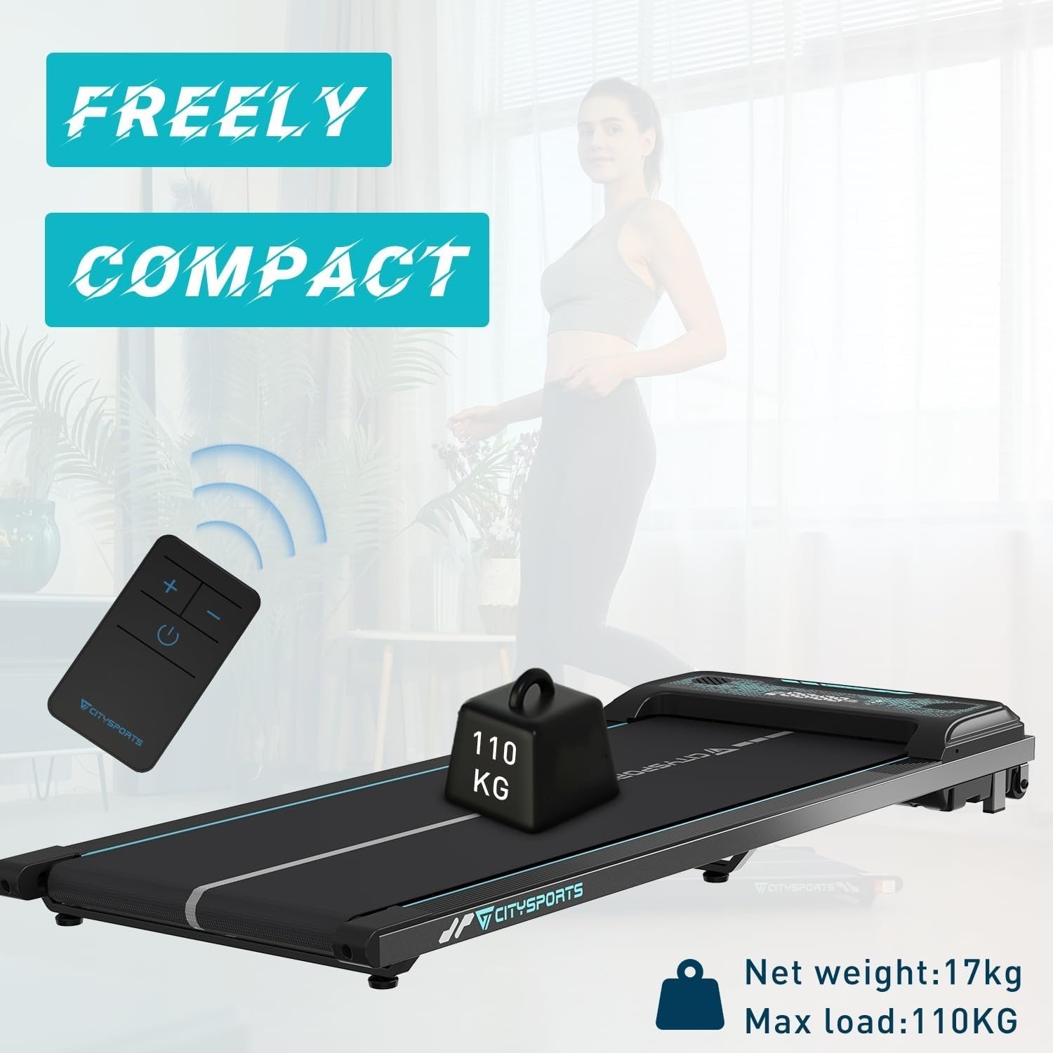 Under Desk Treadmill Ultra Slim Walking Pad Home Office Portable 6km/h