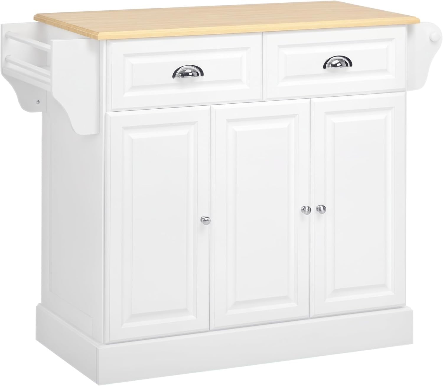 Kitchen Island Trolley with Drawers & Adjustable Shelf White 110x45x89cm