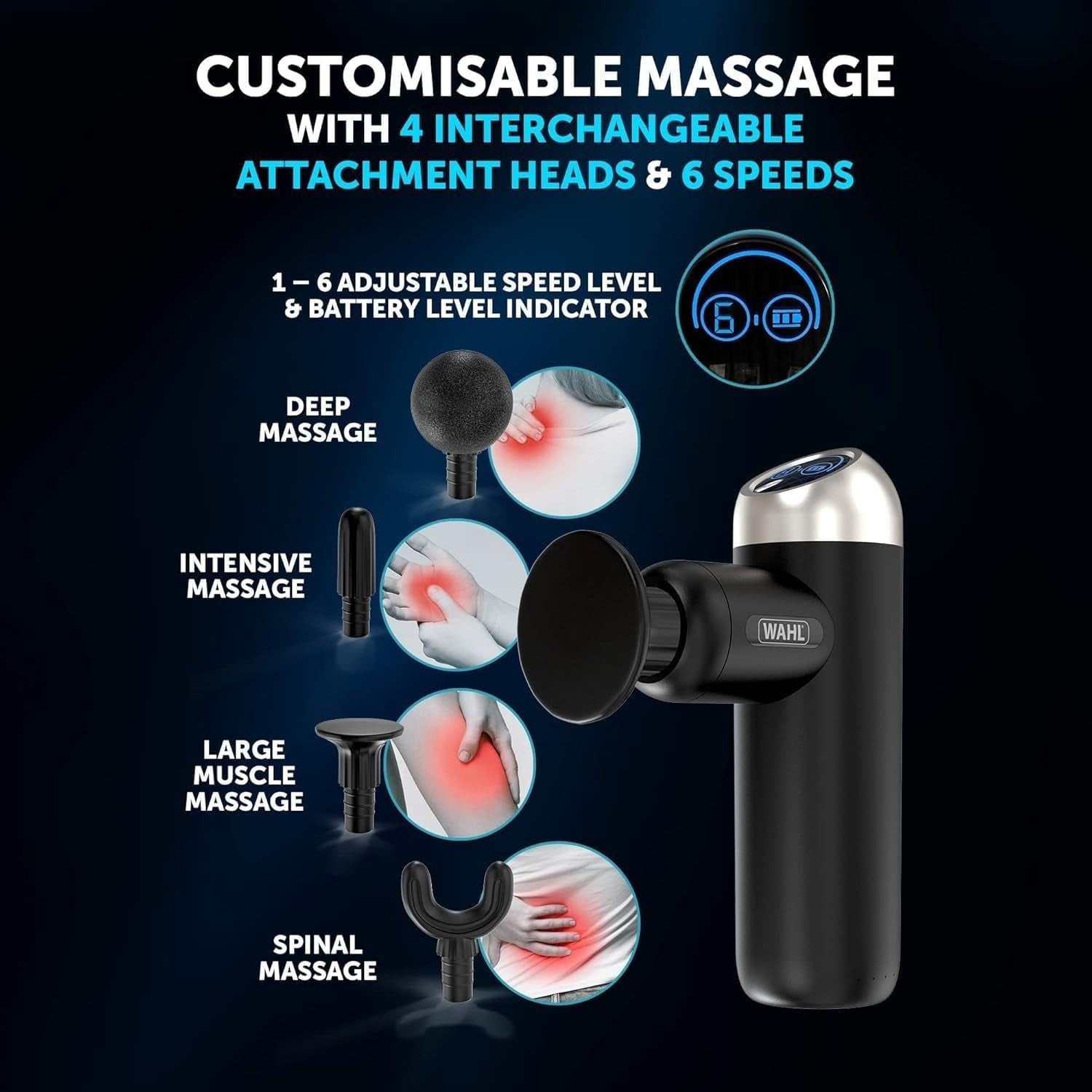 Mini Massage Gun Deep Tissue Percussion LCD Screen Cordless Muscle Relief