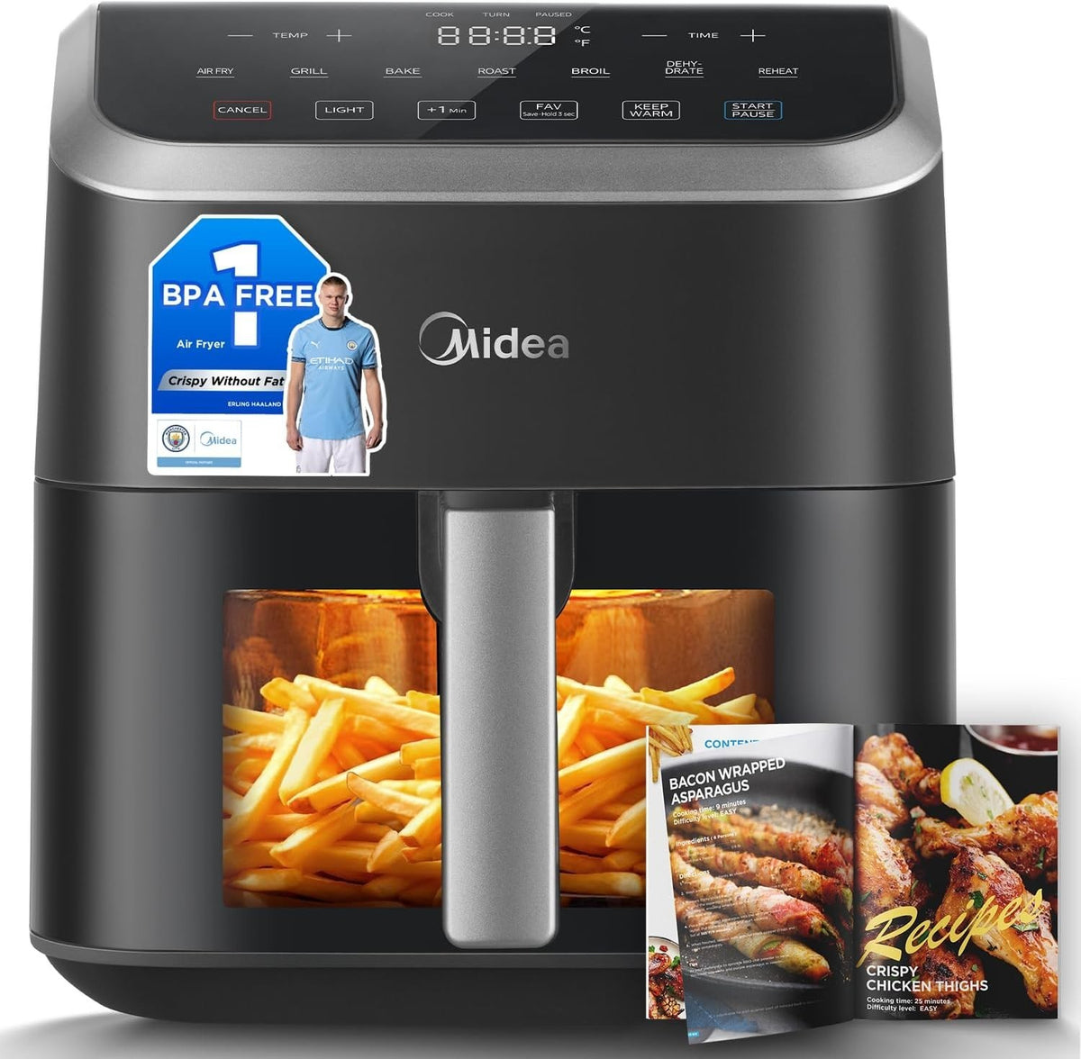 5L Air Fryer Window 1600W 7 Presets HeatXpress 90% Less Oil +1 Min