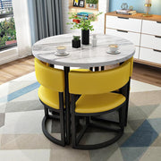 80cm Round Office Meeting Set – Compact Table with 4 Leather-Padded Chairs