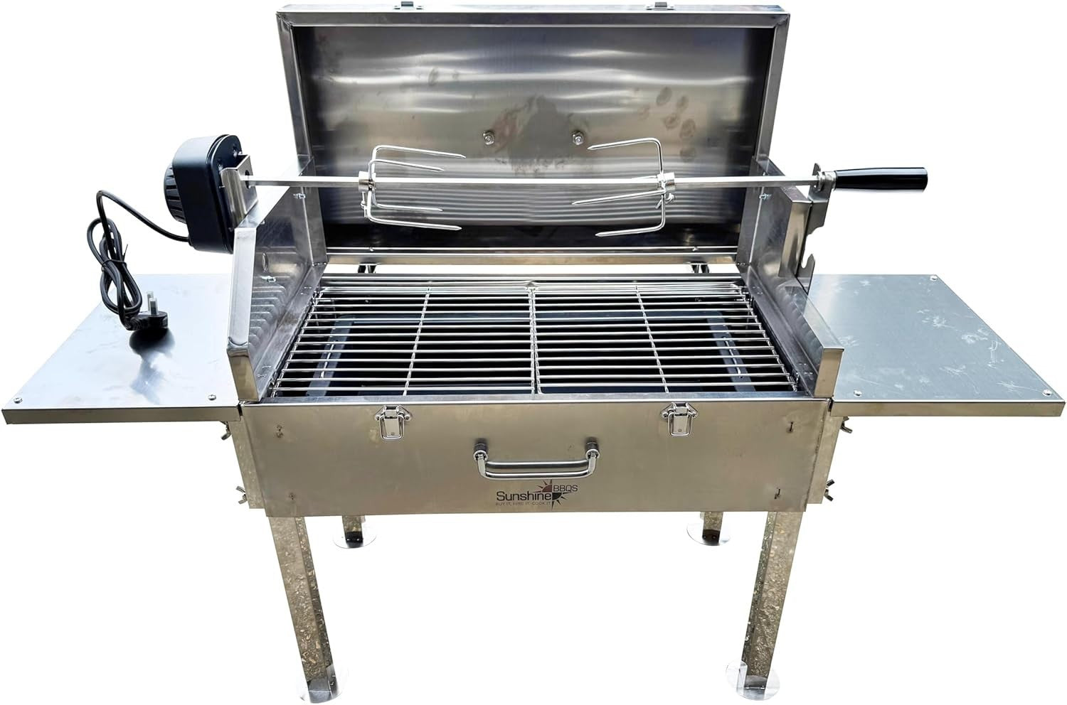 Stainless Steel Rotisserie BBQ Grill Portable Outdoor Charcoal Barbecue