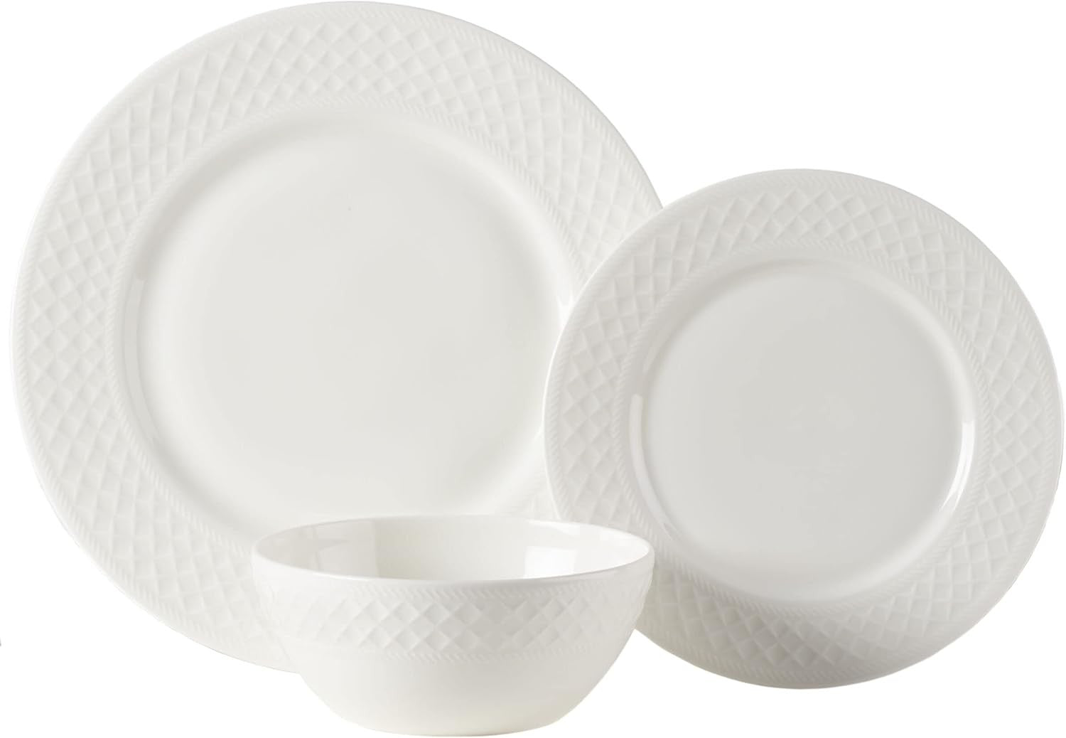 12 Piece Vegan Bone China Dinner Set Chip Resistant Plates Bowls