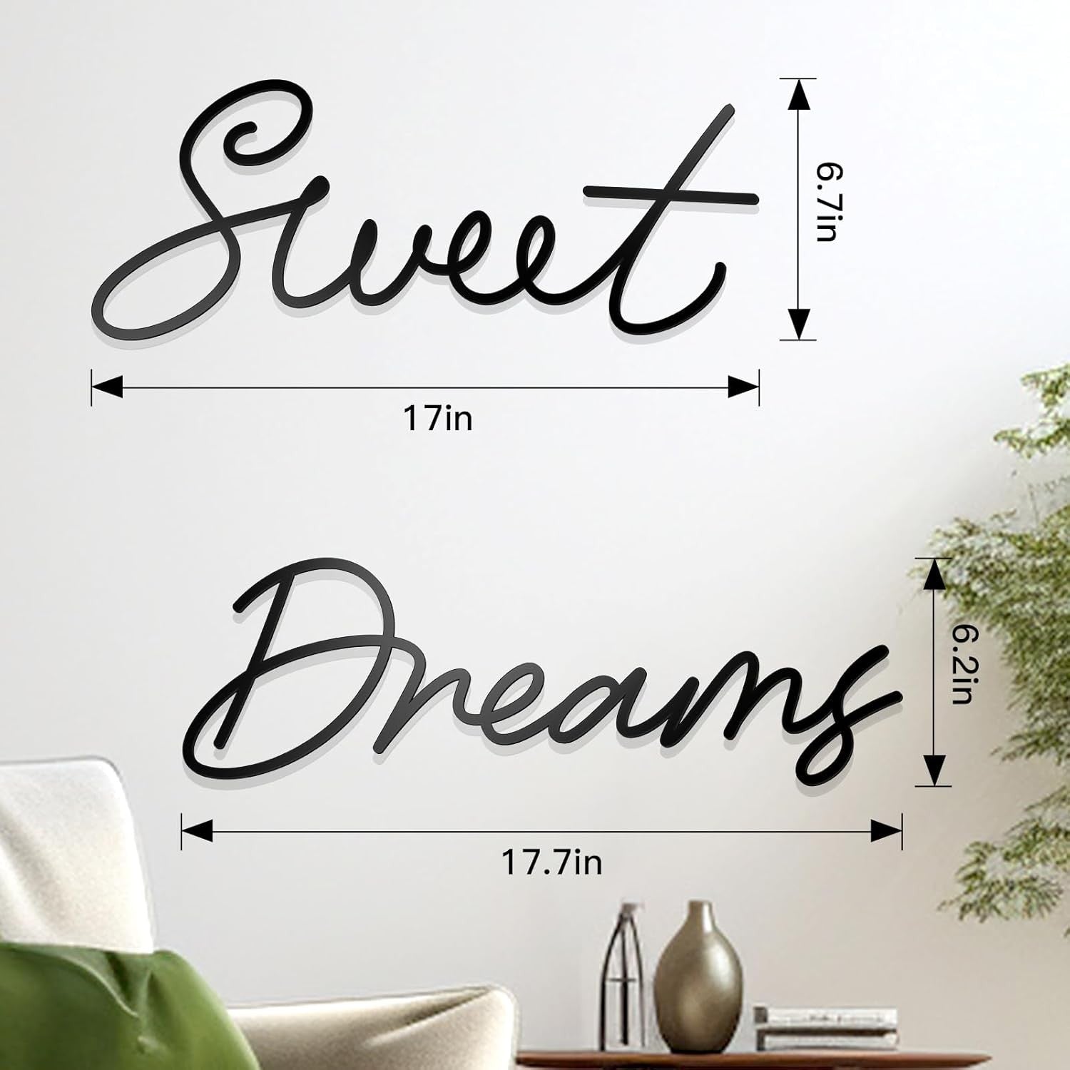Sweet Dreams Metal Wall Art Large Black Farmhouse