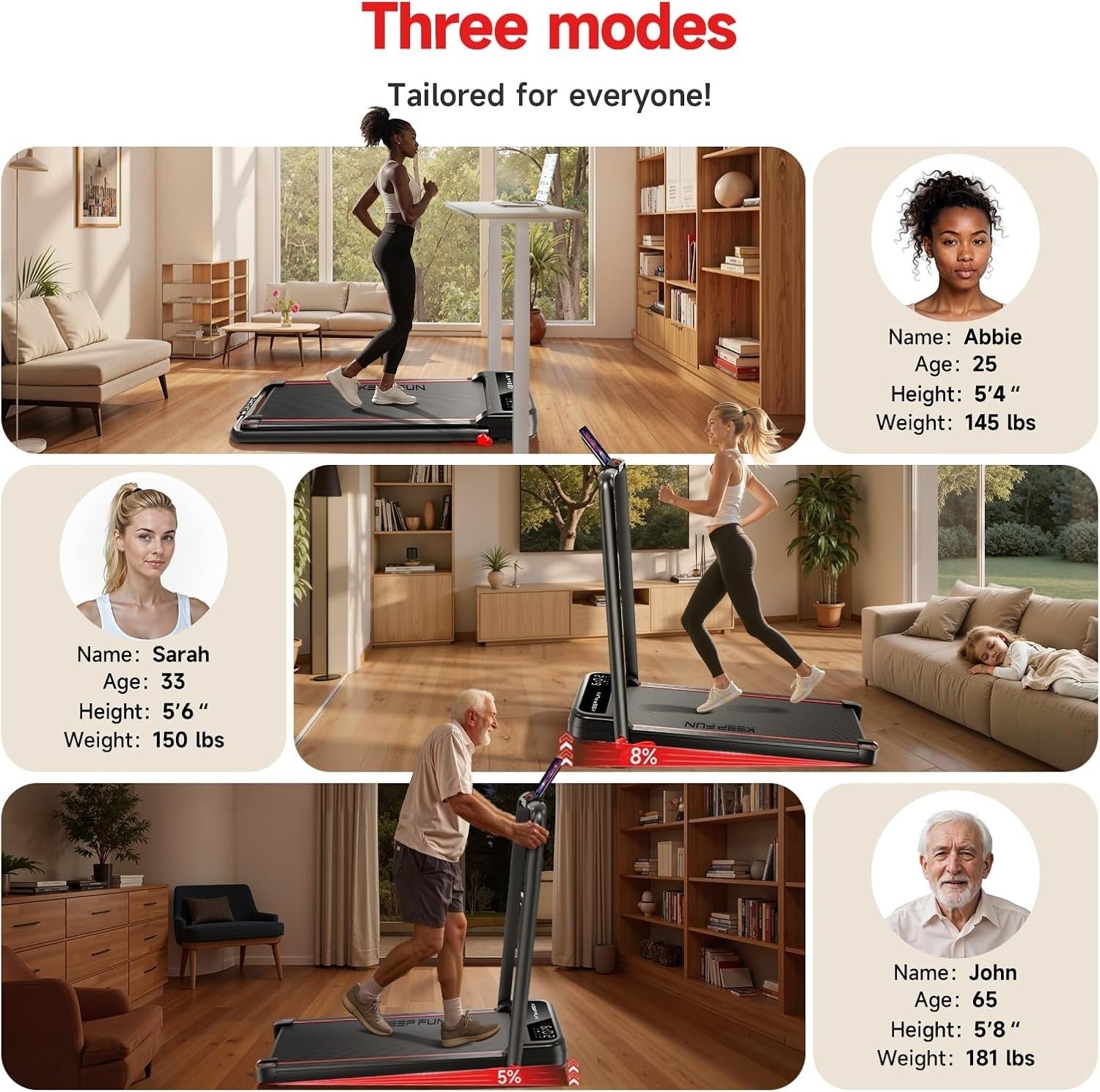 Foldable Walking Pad 8% Incline, 2.5HP, Handle Bar, App Control, 300lbs Home