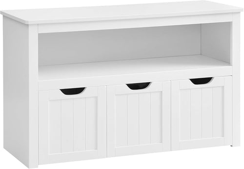 Kids Toy Storage Cabinet with Wheels 3 Drawer Organiser White 102x30x60cm