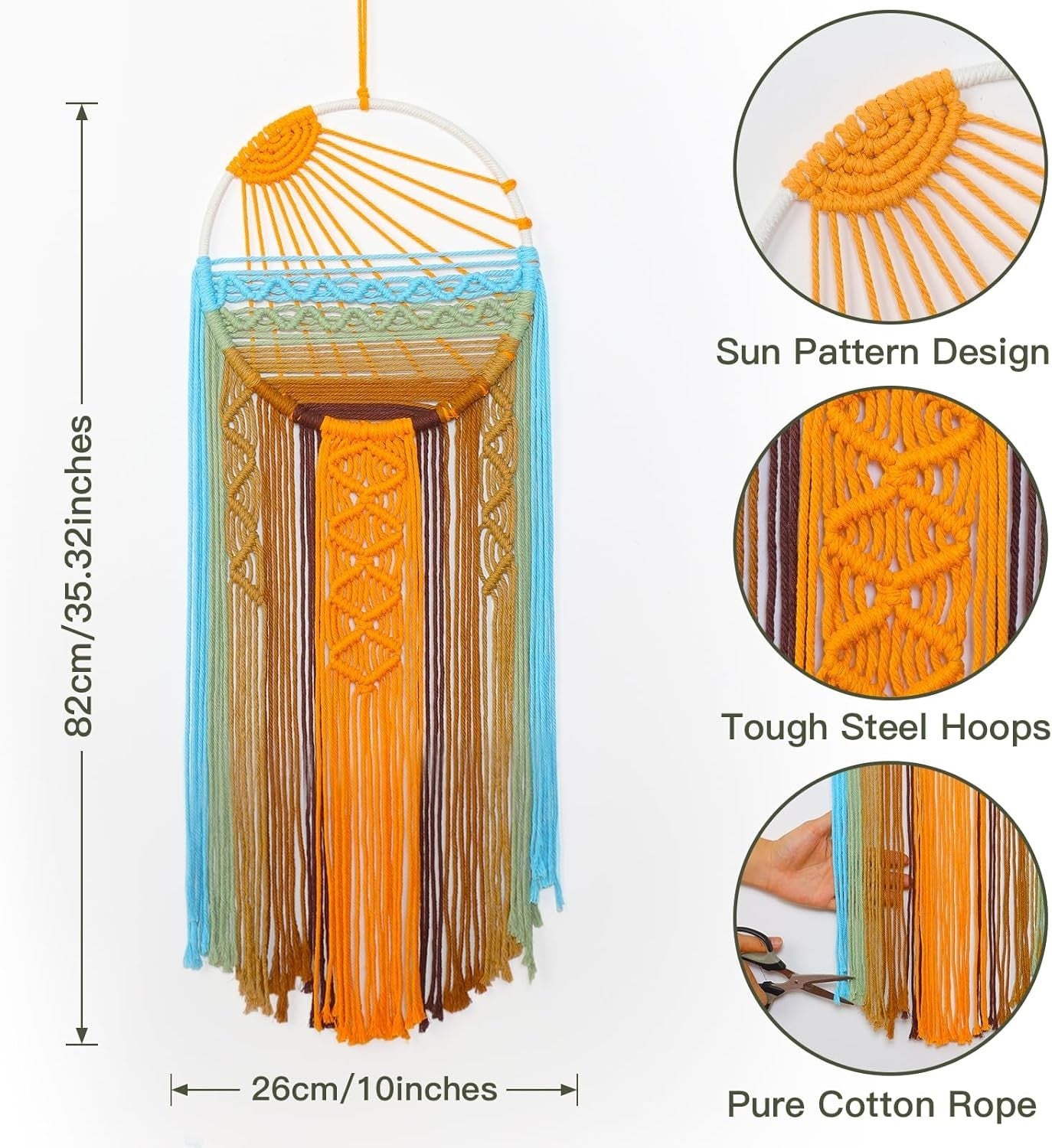 3PCS Sunset Macrame Wall Hanging Boho Tapestry Set
