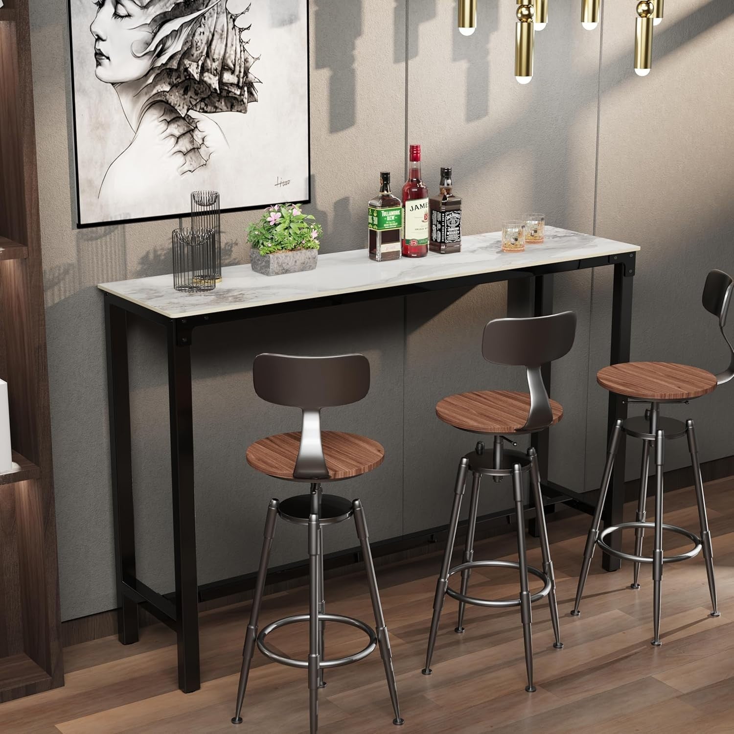 120cm Jadeite Marble Sintered Stone Bar Table High Counter Dining Table Home