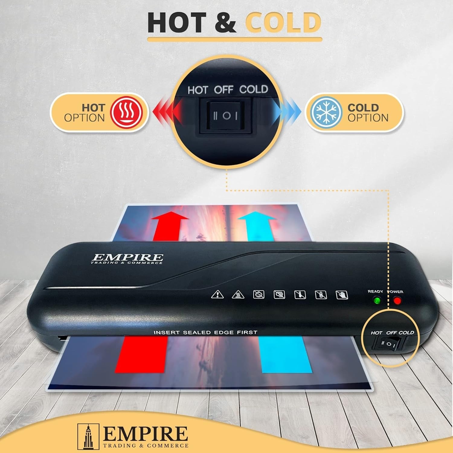 A4 Laminator Hot Cold Fast Warm Up Quiet Dual Roller + Starter Pouches