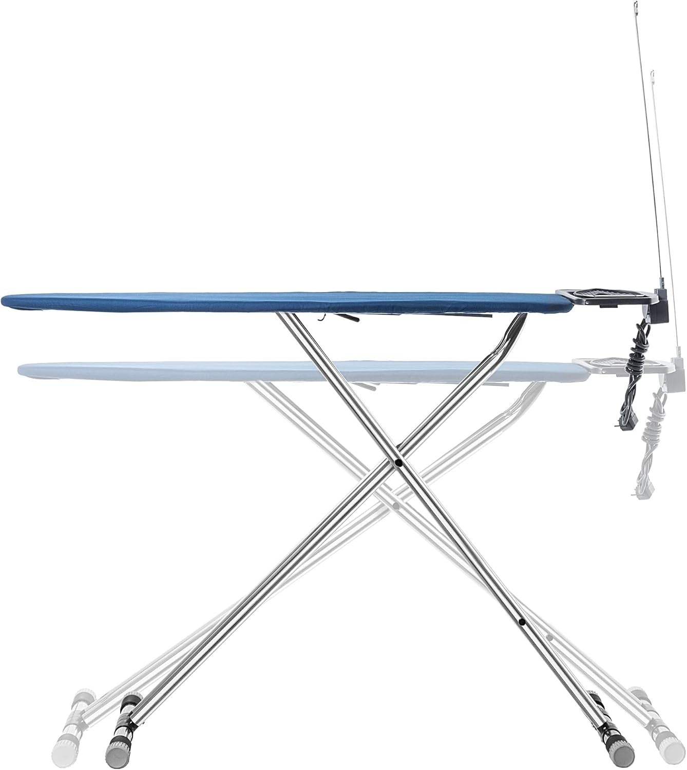 Extra Large Ironing Board 120x42cm Adjustable Height Iron Rest Cable Holder