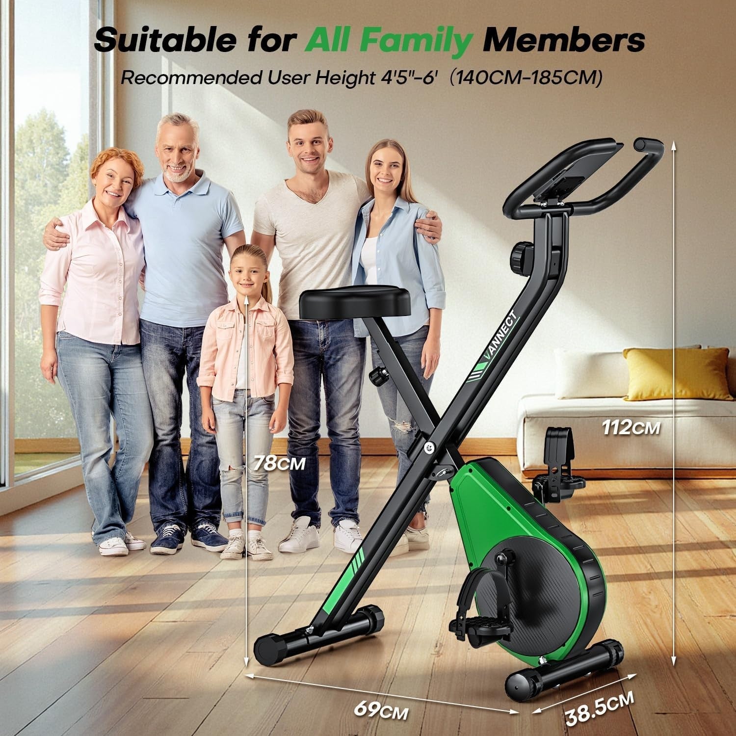 Foldable Exercise Bike 16-Level Magnetic Resistance Quiet Adjustable Seat