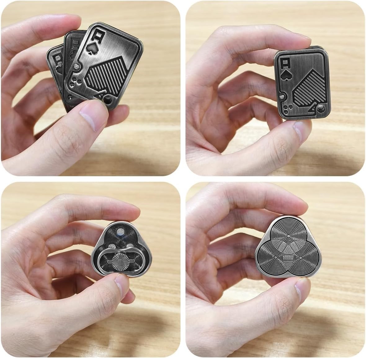 2pc Metal Fidget Set Poker Card Triangle Spinner Stress Relief
