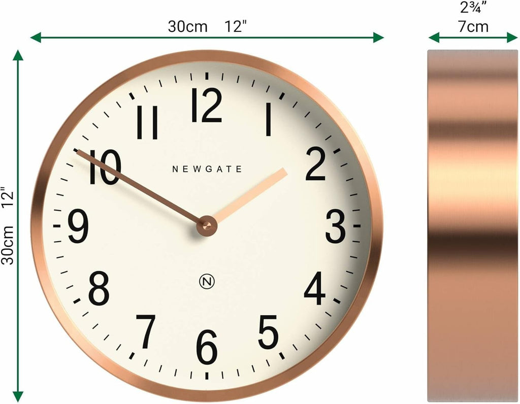30cm Copper Wall Clock Silent Sweep Retro Modern Office Kitchen Decor
