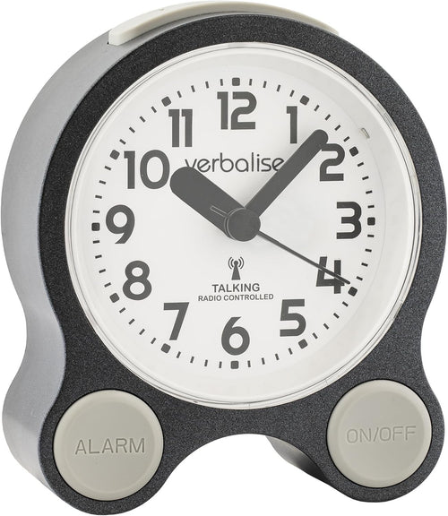 Talking Alarm Clock Large Numbers Voice Announce Time Snooze Gunmetal