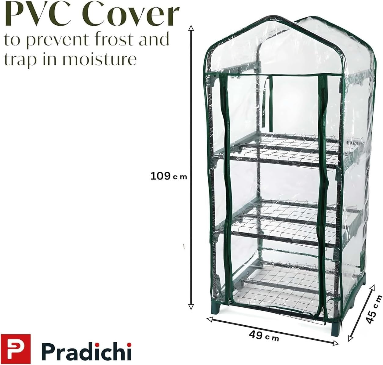 3 Tier Mini Greenhouse PVC Cover | Steel Frame Plant Shelves for Herbs