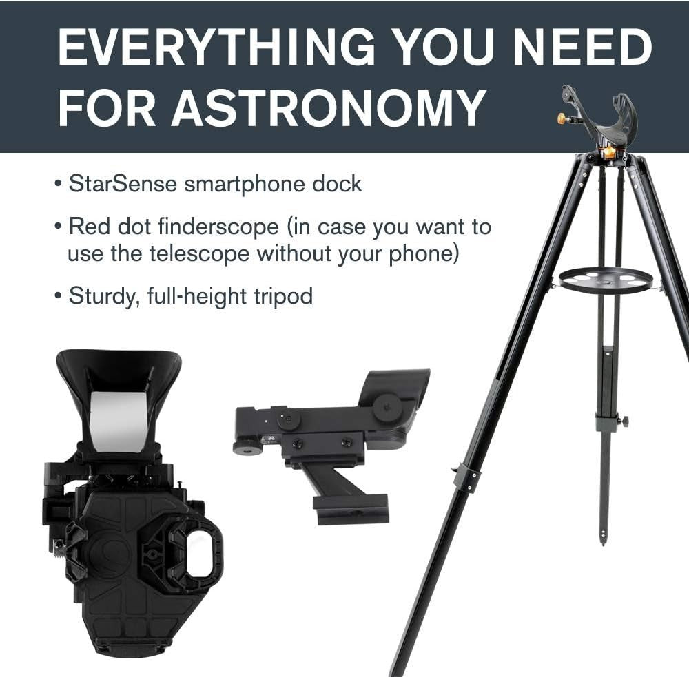114mm Smartphone-Guided Telescope, StarSense App, Red Dot Finderscope, Black