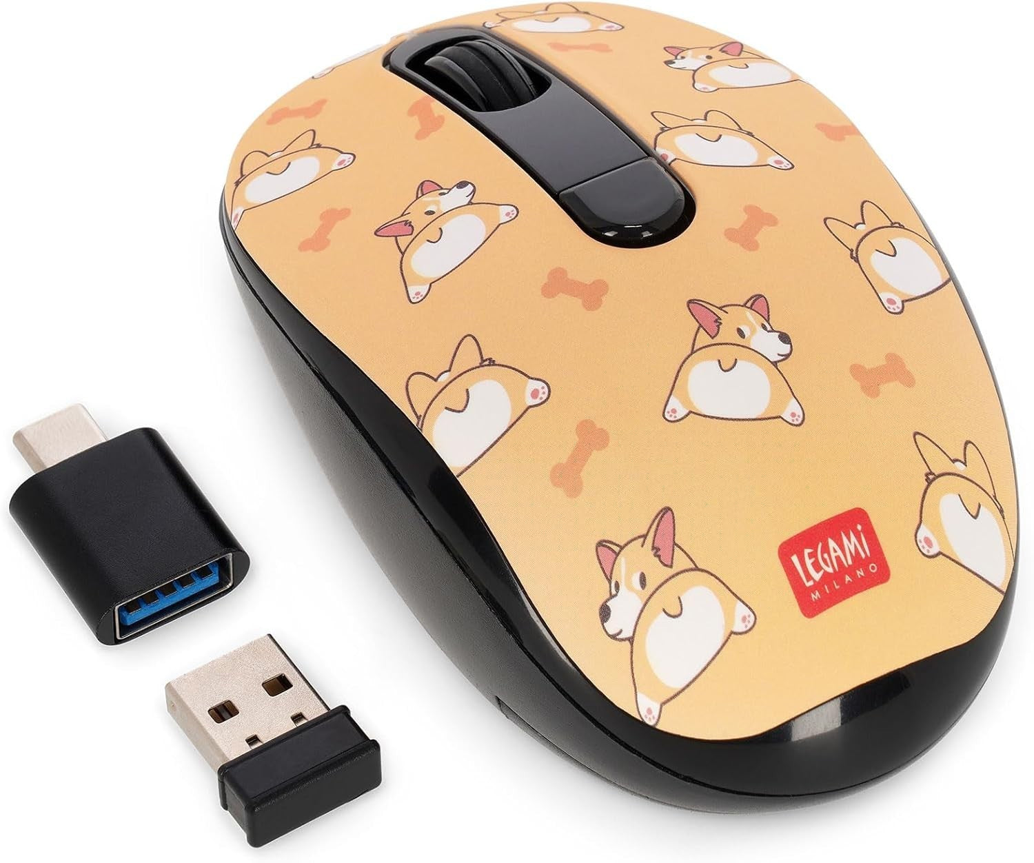 Cute Corgi Wireless Mouse Compact USB 1600 DPI Laptop PC