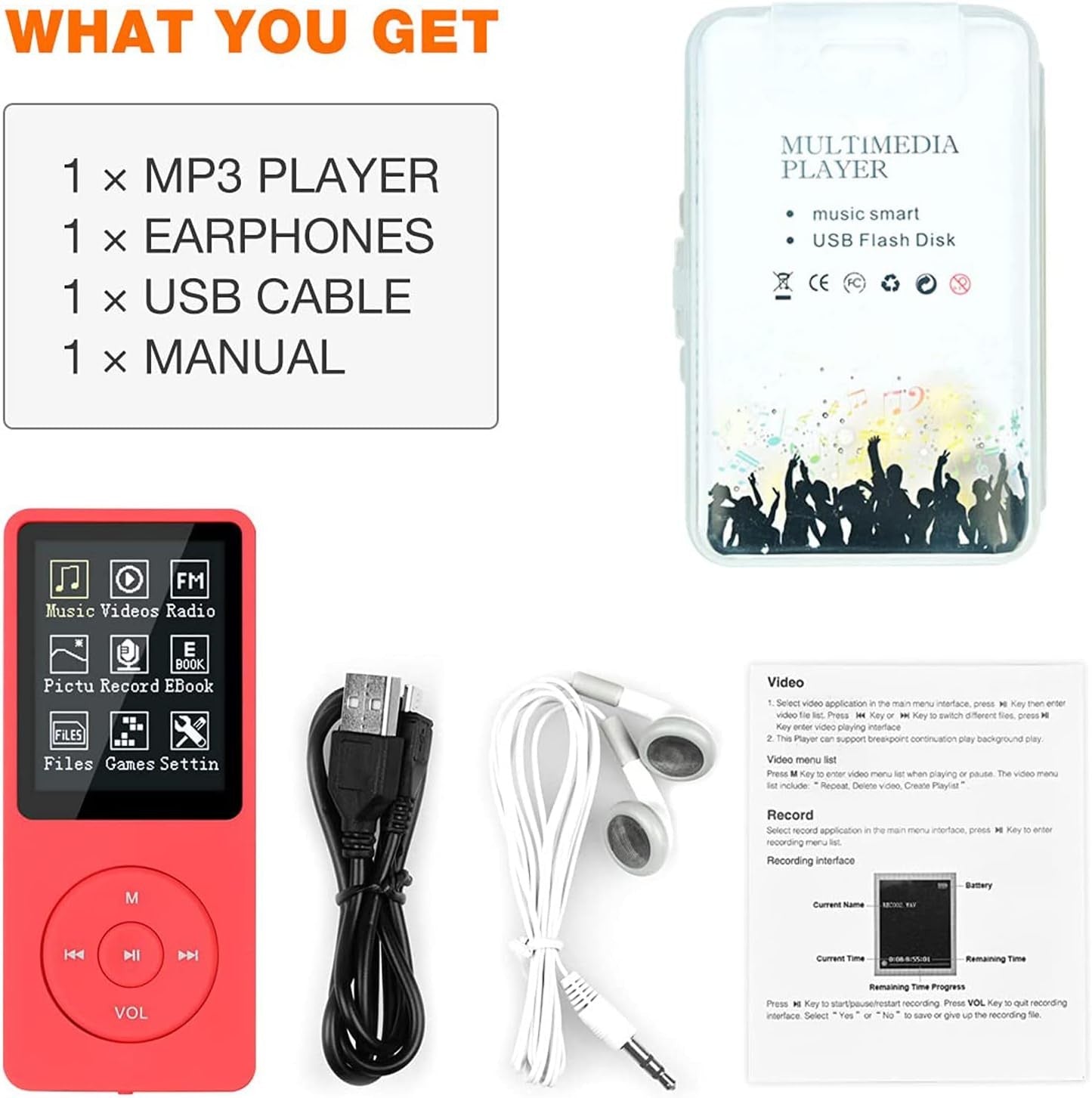 8GB MP3/MP4 Digital Music Player Portable FM Radio Voice Recorder