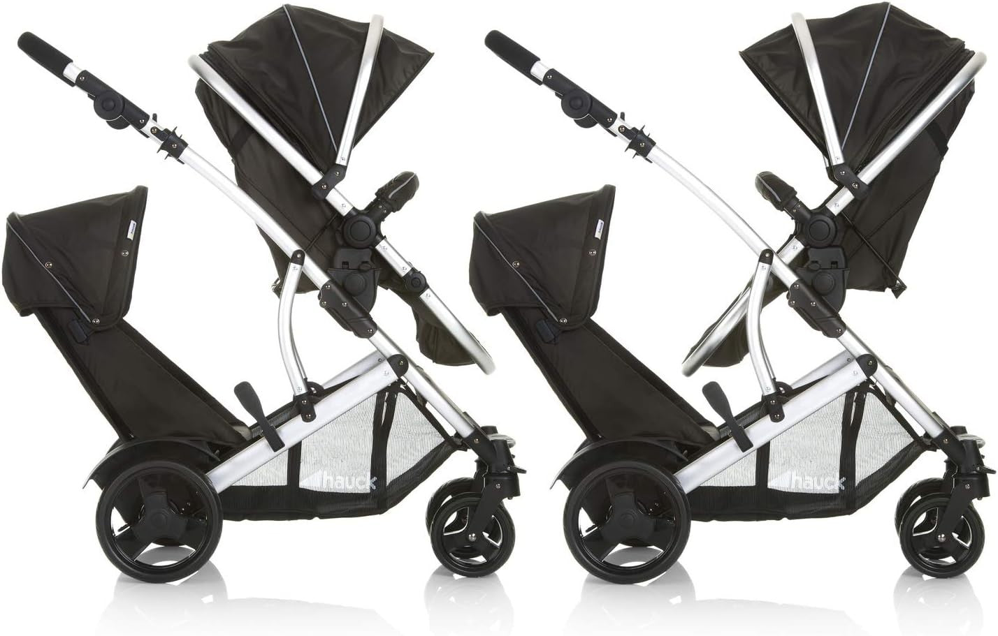 Double Tandem Pushchair for Baby & Toddler From Birth Compact Black