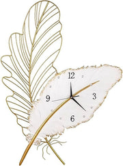 Luxury Feather Wall Clock Silent Modern Art Metal Design Large Decorative Clock