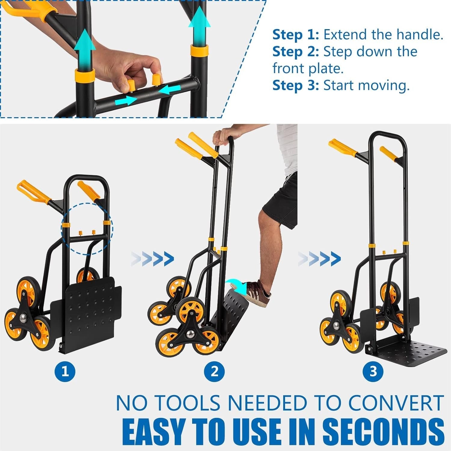 Stair Climbing Hand Truck 330lb Heavy Duty Folding Dolly 6 Wheel