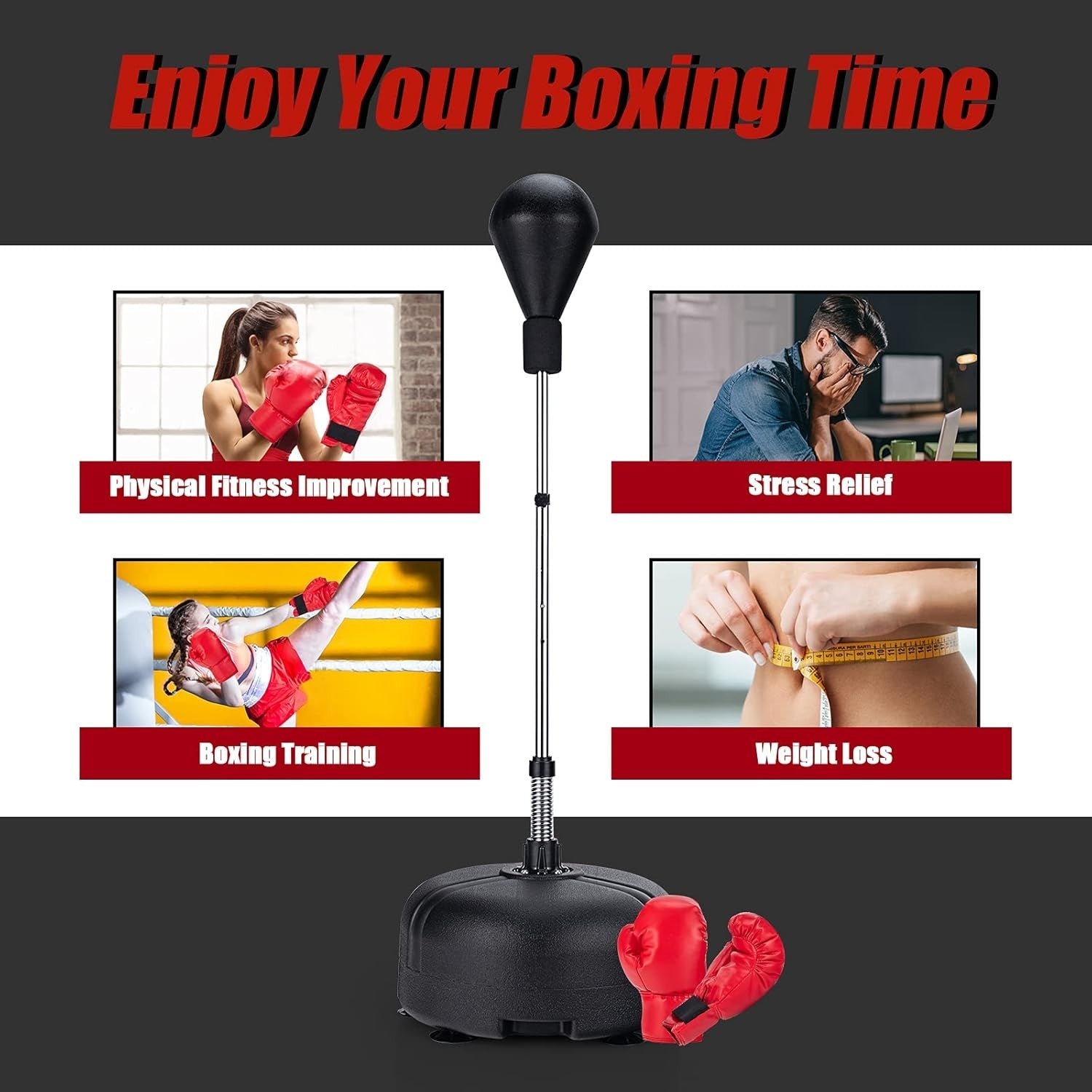 Freestanding Boxing Reflex Bag Adjustable Height Punch Ball Set