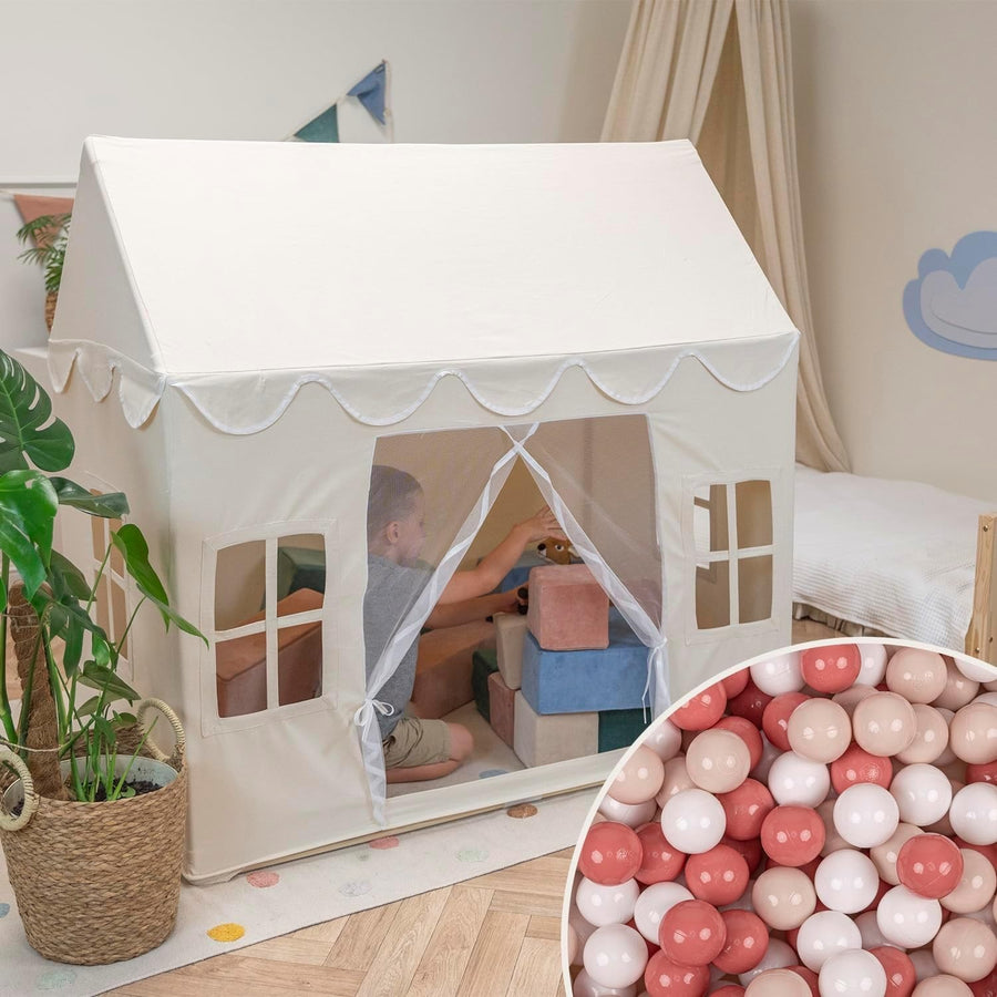 Kids Cotton Play Tent w 300 Balls Foldable Indoor Outdoor Playhouse
