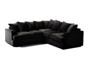 5 Seater Jumbo Cord Modular Corner Sofa Black L-Shaped Dual Arm Couch