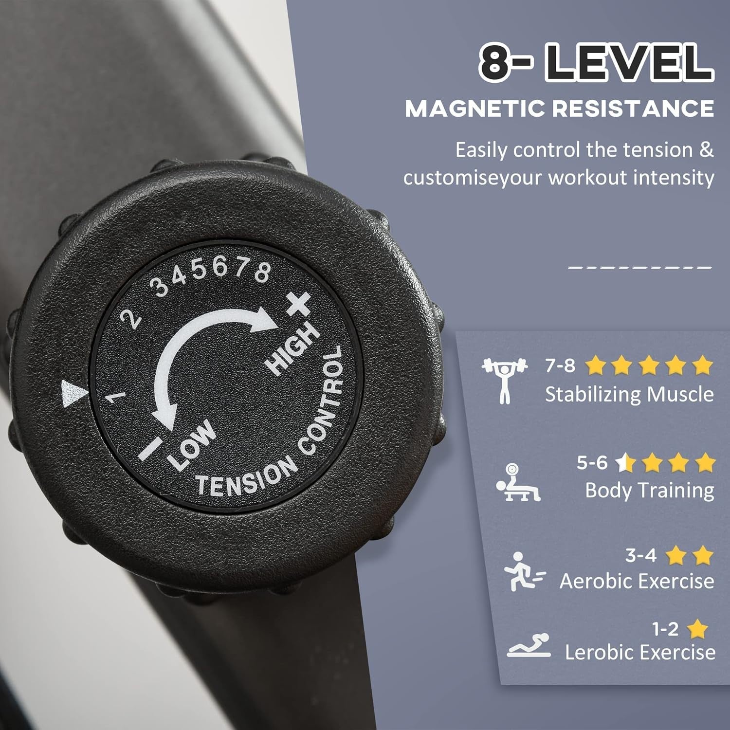 Exercise Bike LCD Display Quiet 8-Level Magnetic Resistance Home Gym Fitness