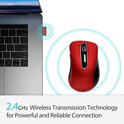 Red 2.4G Wireless Mouse 1400 DPI USB 5 Button Ergonomic Laptop