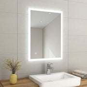 LED Backlit Bathroom Mirror 60x80cm Anti-Fog Touch Dimmable Vanity Light